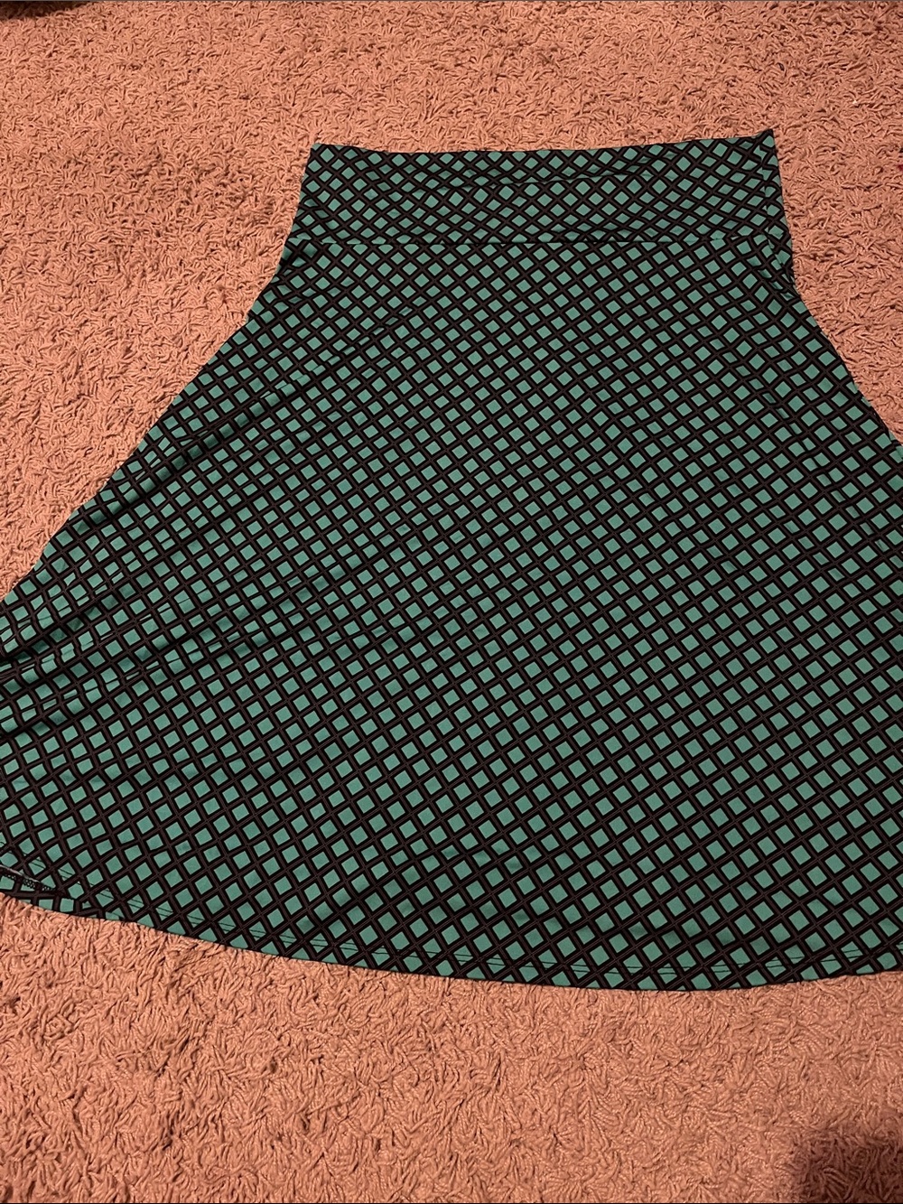 LuLaRoe Black and Teal Diamond Circle Skirt
